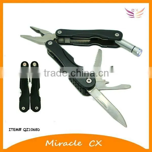 S-shaped chequered aluminum handle hand tool with light