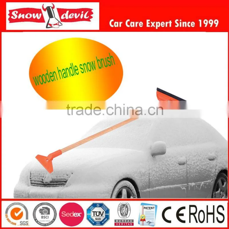 car wood handle cleaning brush with ice scrapaer