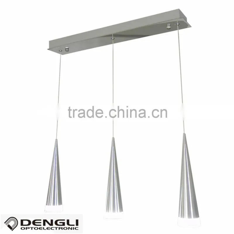 Acrylic Aluminum Modern LED Pendant Light Lamp With 3 Lights For Home Living Room