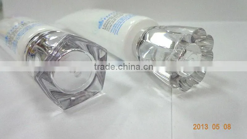 plastic tube for packaging with new style acrylic cap