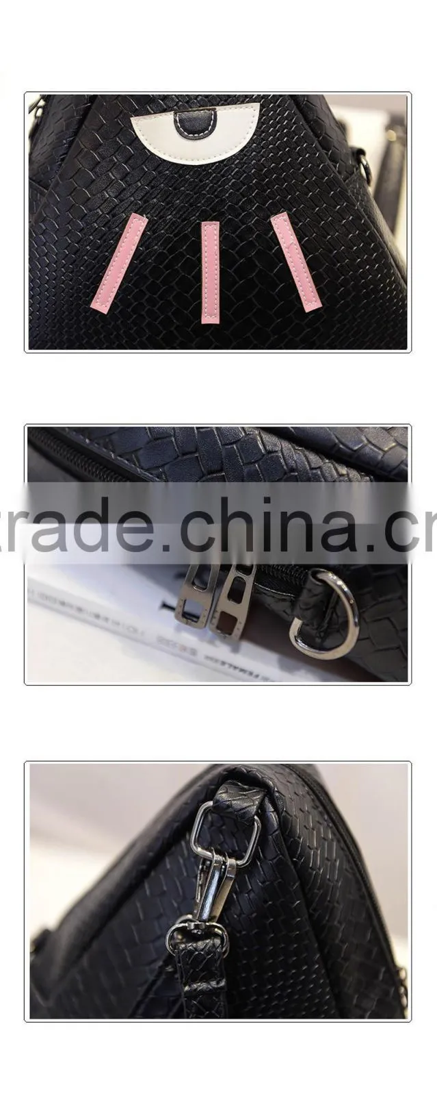 Crocodile grain small triangle PU bag shoulder crossbody backpack cosmetic makeup ladies bags