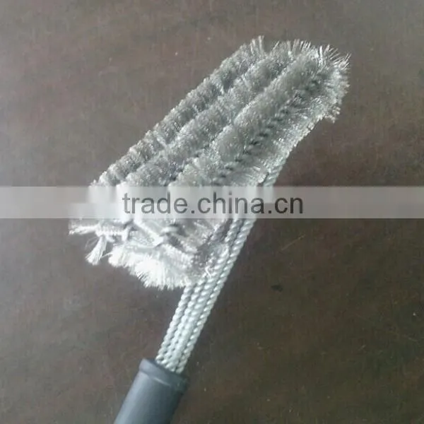 Best Selling 3 sided 18' Stainless Steel wire BBQ grill brush Barbecue Grill Brush long handle steel wire brush cheap