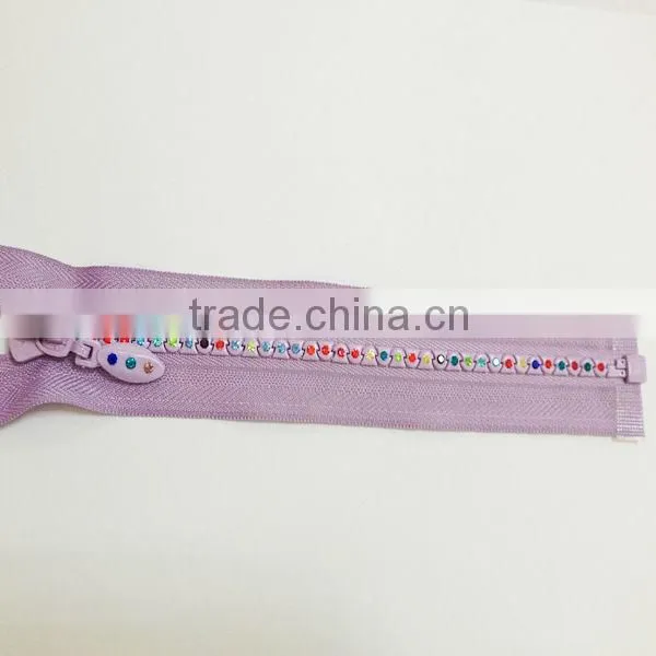 5# rhinestone zipper with colourful stone wholesale or retail in wenzhou