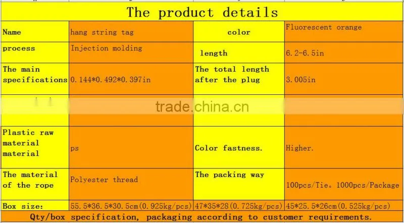 quality string seal tag, hang tag string, garment plastic seal tag/ Fluorescent orange string seal string tennis