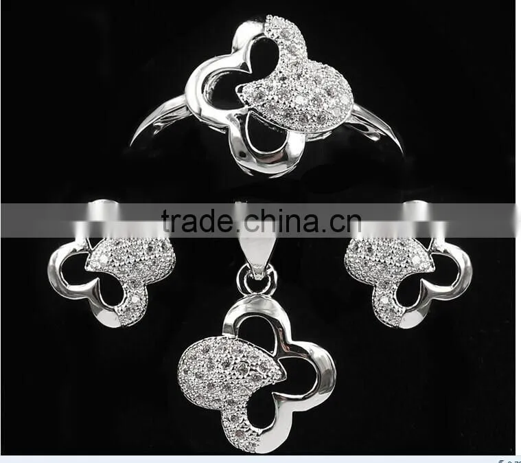 Alibaba 925 silver jewelry set zircon jewelry set flower shape design micro pave setting