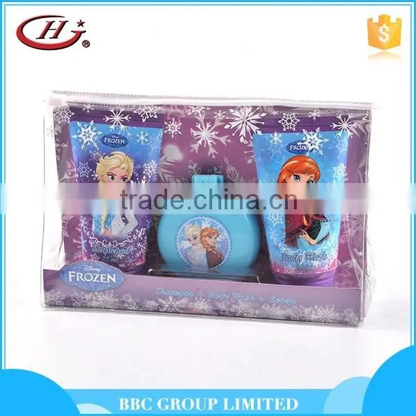 BBC Frozen Gift Sets OEM 009 Hot selling girl OEM children mild cartoon pvc bath set hair products shampoo