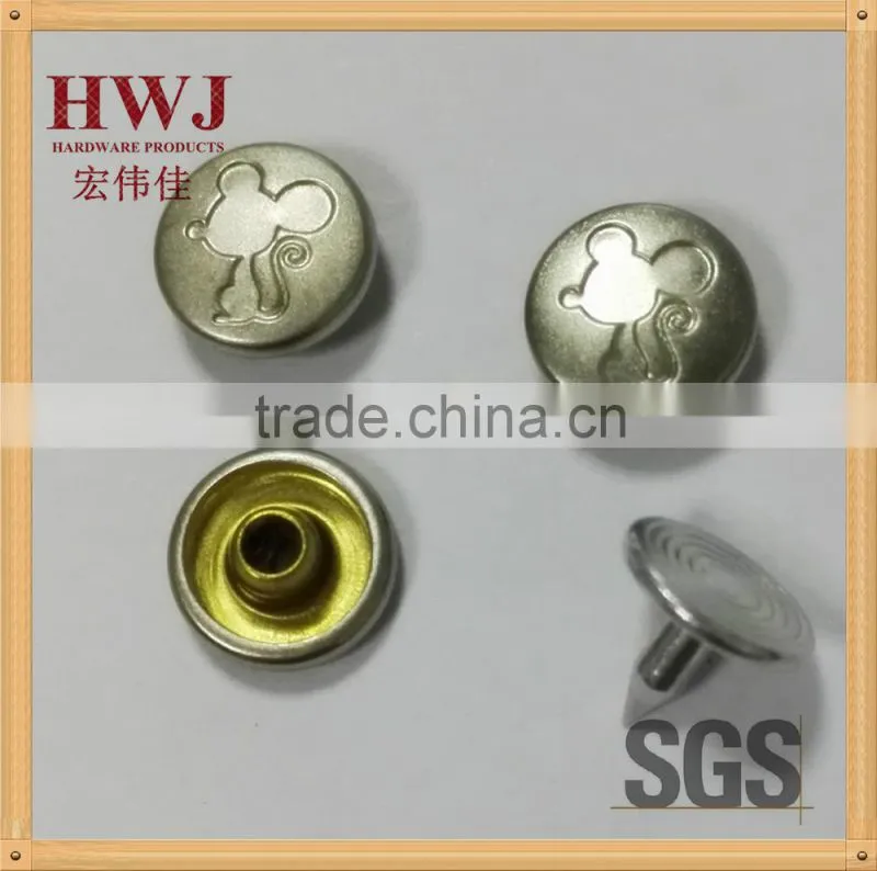 9.5 mm little dome cap rivet with engraved animal logo for pants