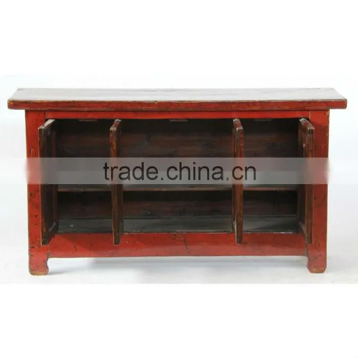 Chinese antique shiny red sideboard cabinet