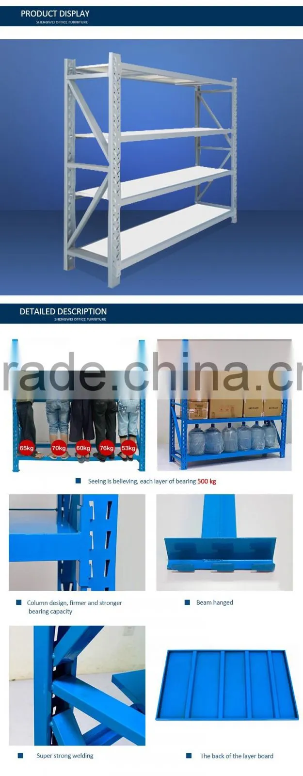 China manufacturer supermaket warehouse storage rack/steel storage rack