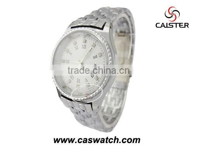 fashion custom crystal face quartz stainless steel watch for men big face watch Roman numbers face stainless steel watch
