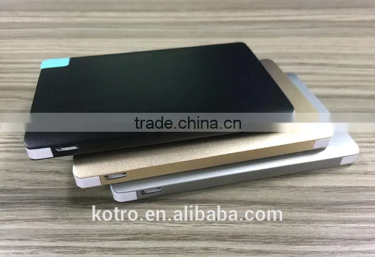 Promotional Gift Metal aluminum credit card power bank 2500mAh