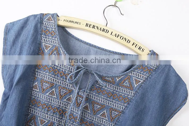 2015 fashion high quality Most Fashion short sleeve denim halter dress For Women ladies Europe Casual Dress women dresses