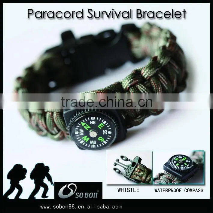 Unique Woven Paracord Compass Bracelet / Wristband