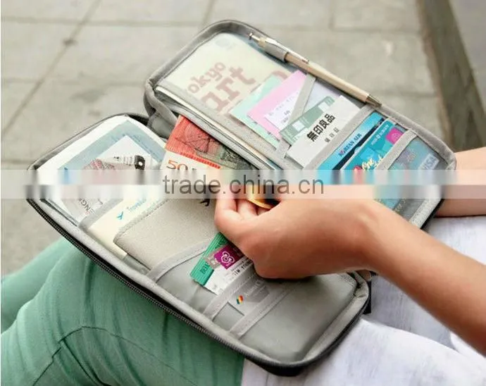 600D Polyester Travel Passport Holder/Credit Card Bag