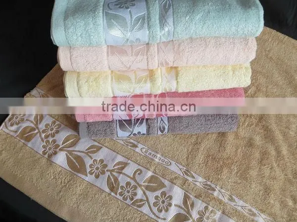 cheap soft water absorption cotton bowknot jacquard cut pile face towels with embriodery