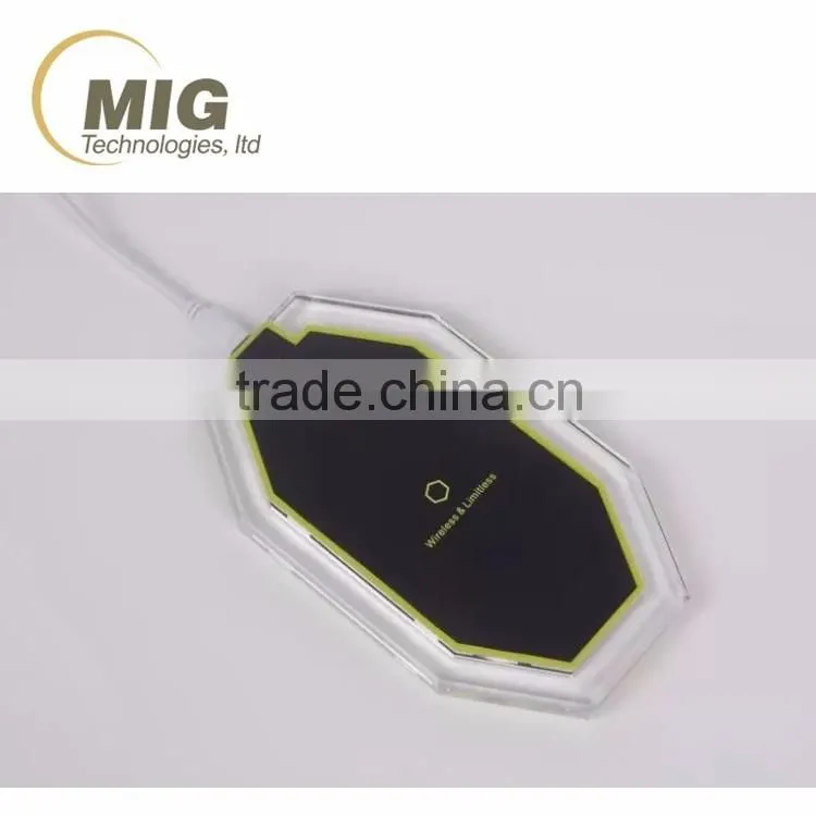 3 Coils transparent wireless charger, qi universal wireless charger for xiaomi
