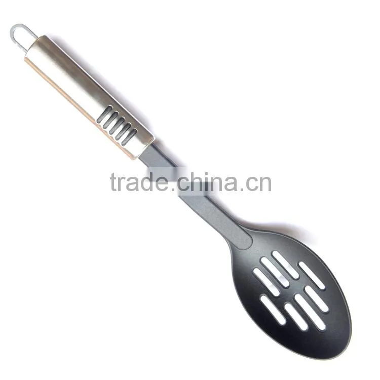 food grade nylonfrying slotted spoon in steel handle