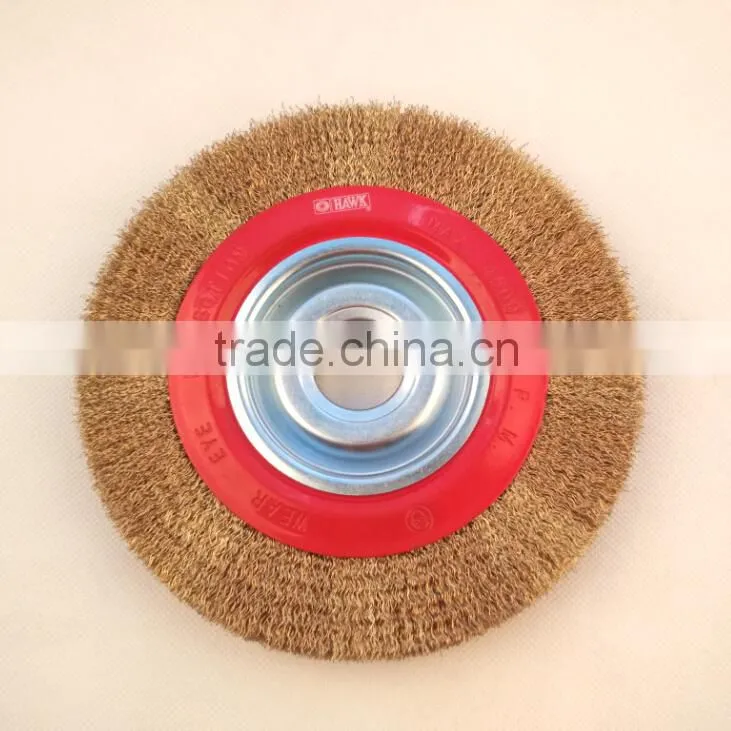 crimped wire bench grinder brushes with arbor hole 32mm, diameter 200mm