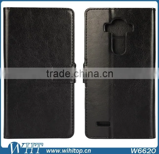 Wallet Style Magnetic Buckle Flip Cover Stand PC+PU Leather Case for LG G4
