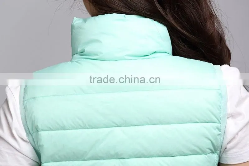 2015 Apple green warm down sports sleeveless winter vest