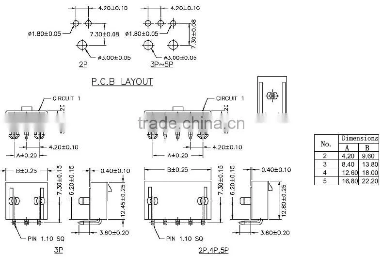 Pitch:4.20mm 90 Degree Wafer Connector Pegs Single Row Mini-Fit