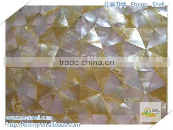 Yellow mother of pearl oyster mosaic shell wall tile