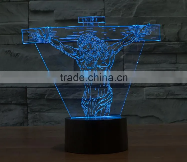 Jesus shape 8 function christmas light controller 3d illusion led night light lamp