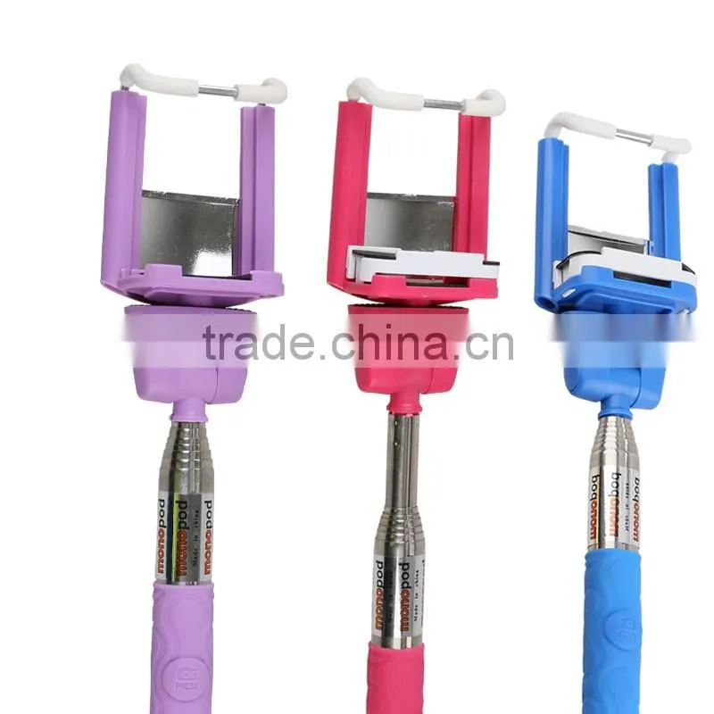 Extendable steel material wireless bluetooth selfie stick for moblie for cell phone