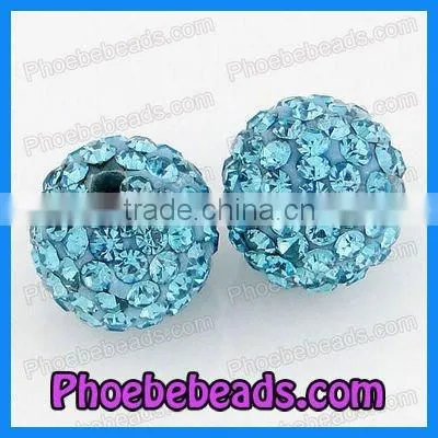 10mm Red Flower Crystal Pave Ball Shamballa Clay Beads CPB-024