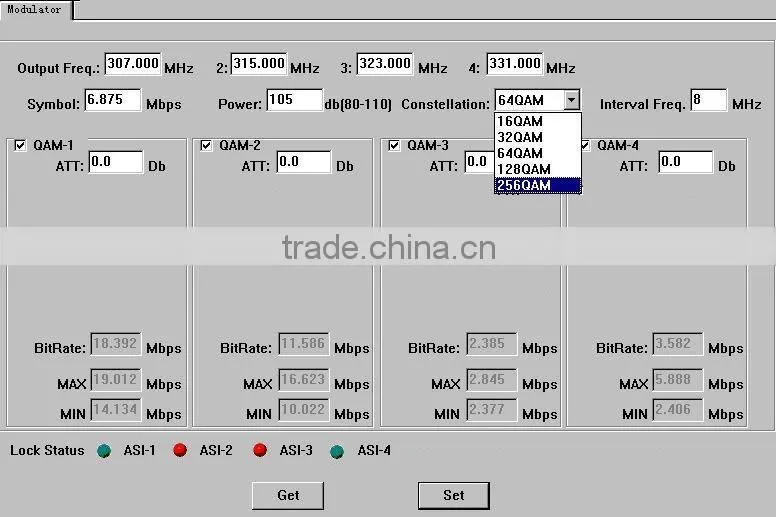 dvb-c catv digital headend(4 ASI IN,4 QAM RF out)