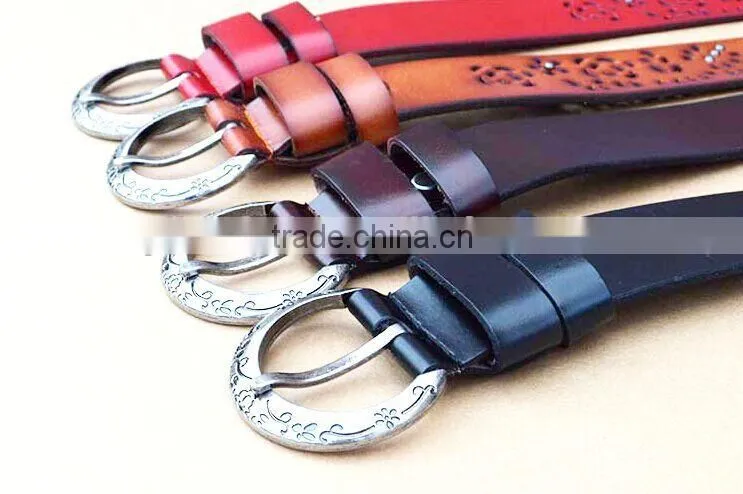 Woman Fashion Genuine leather ladies leather belt with Rivets