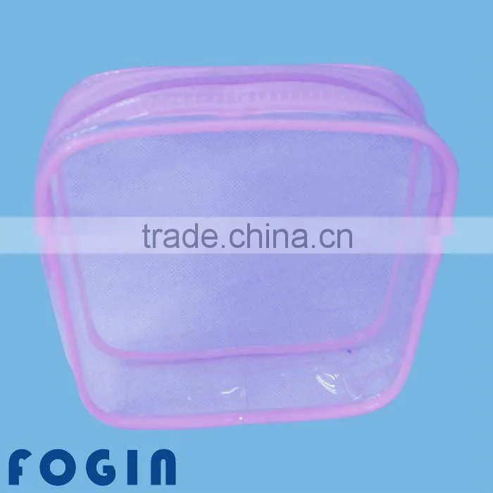 Recyclable fashion pvc cosmetic packaging bag with handle