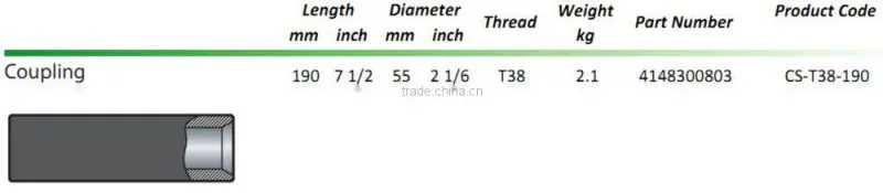 T38 T45 T51 drill pipe coupling/Mining Equipment Accessories-coupling sleeve