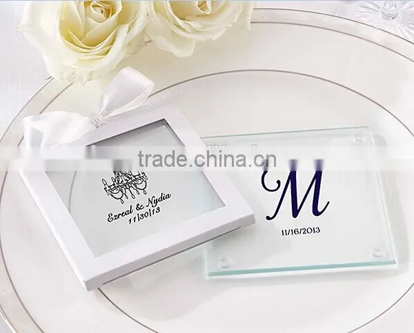 Wedding Heart Photo Design Square Glass Coaster