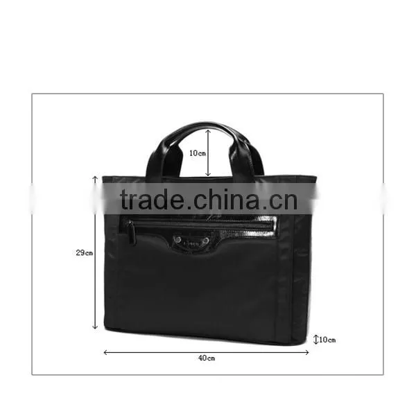 Waterproof Black Nylon Emboss Pattern Business Men Cowhide Briefcase