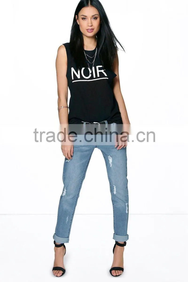 ladies jeans top design turn up jeans (JXA025)
