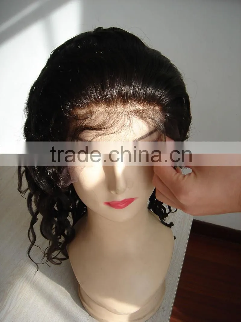 12 inch natural color curly virgin full lace wigs human hair