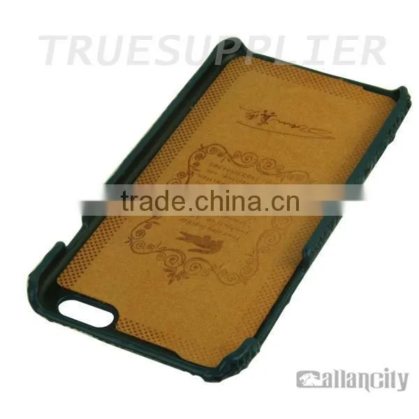 Best Quality Genuine Cowhide Leather Croco Back Grain Cover Case for iPhone 6 Plus 6+