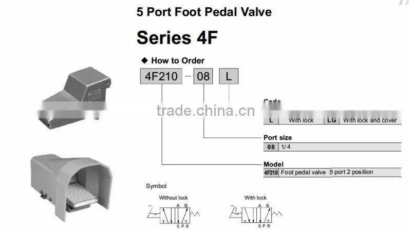4F210-08-LG Pneumatic Foot Pedal Valve With Lock and Cover