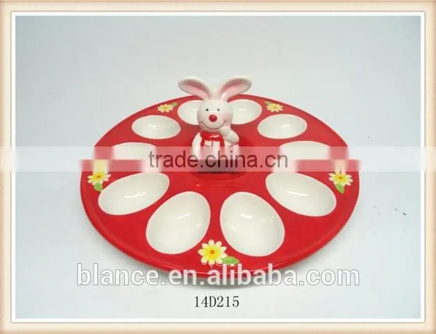 ceramic animal shape egg holder animal shape design with rabbit figurine