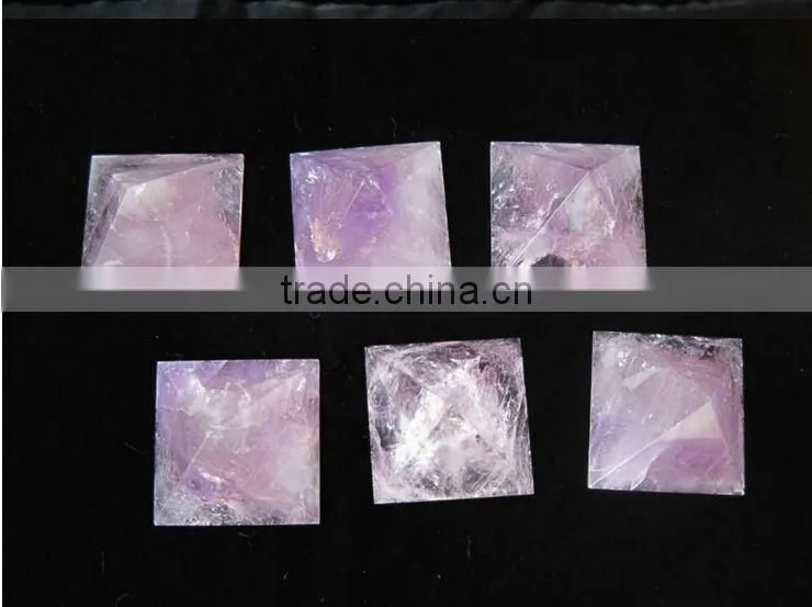 Natural Rock Pink Quartz Cut Crystal Pyramid