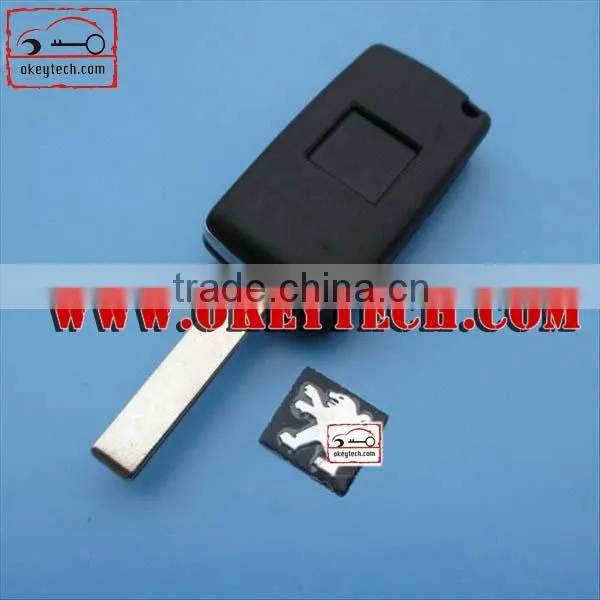 OkeyTech Peugeot 407 3 remote key shell trunk button with groove blade and battery place for key Peugeot 407 key