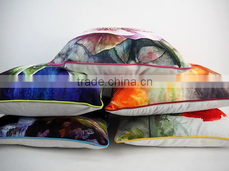 Decorative car sofa bed flower printed cushion covers comfortable fabric velvet pillow cases