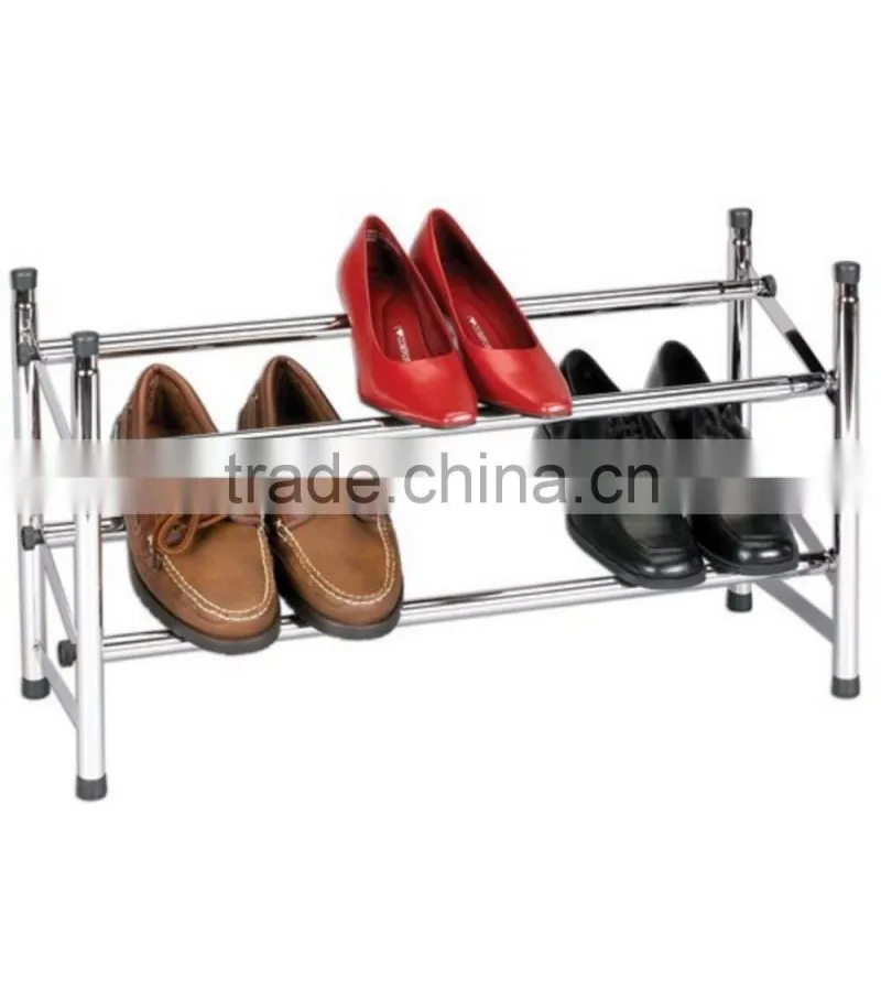 household two tier expandable metal shoe rack