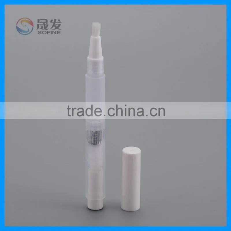 Plastic cosmetic serum bottle with brush