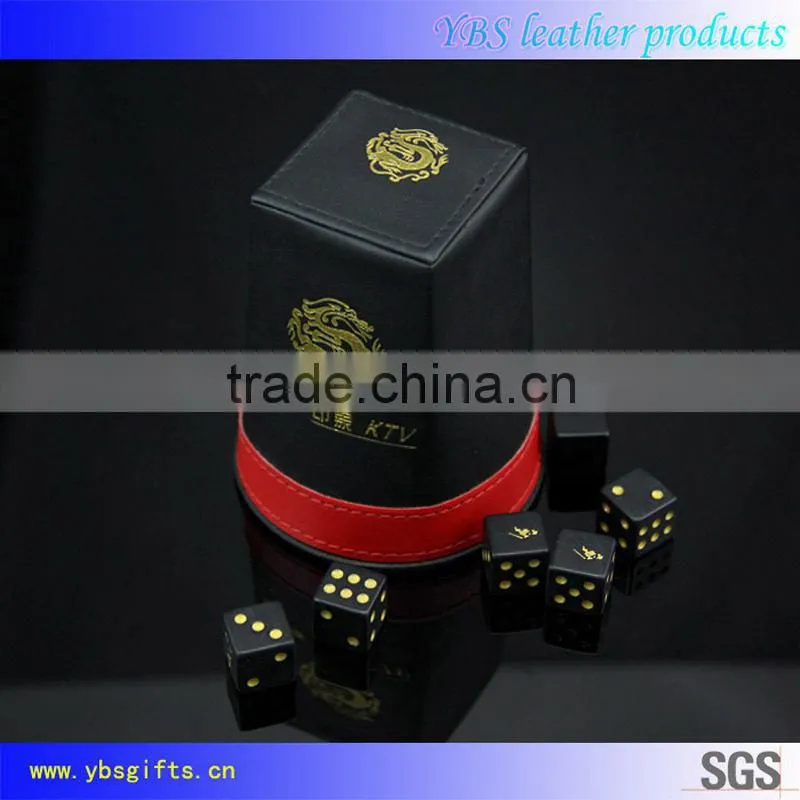 debossed genuine leather dice cup wholesale shaker cup