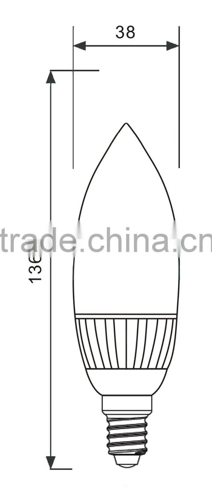High Power E14 Lamp Base 4watts Aluminum Lamp Body Led Candle Light