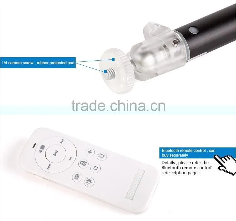 2016 wholesale Factory Extendable Anodized aluminum compact handheld monopod mini Selfie Stick for phone or camera