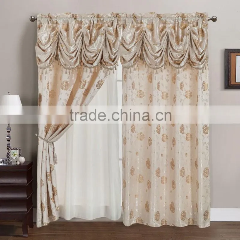 2016 New American Style Jacquard Curtain Drapery In Luxury Valance With Backing
