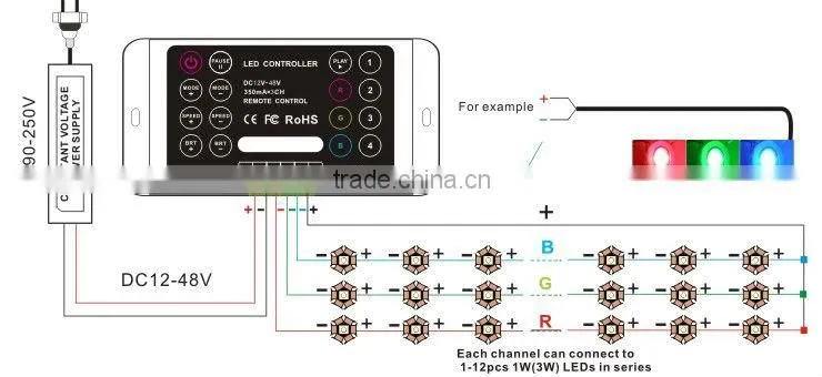 3CH led controller 350mA RGB Controller manual DC12V-48V